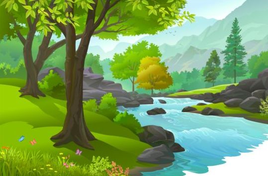 Mooie jungle landschap vector graphics 02  