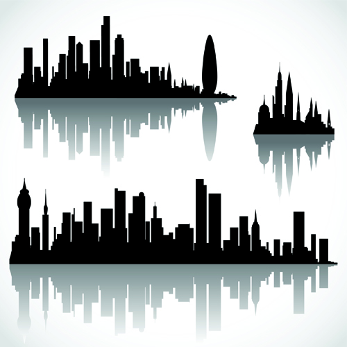 Black with white city building design vector 04  