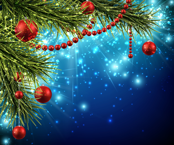 Blauer Jahreshintergrund mit Weihnachts-Dekor-Vektoren  