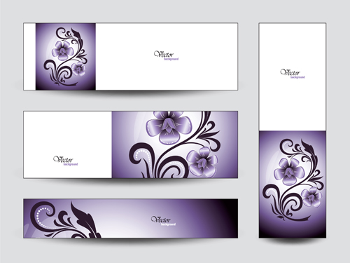 Brilliant flowers with banner background 04  