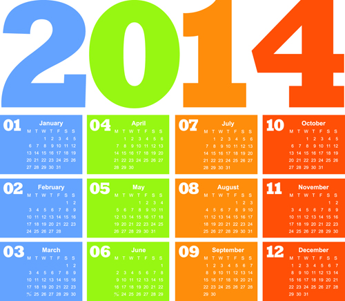 Calendar 2014 vector huge collection 03  