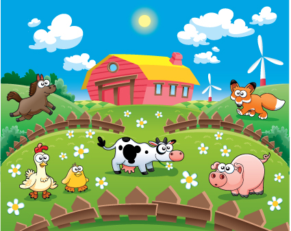 Cartoon animals and Cartoon farm vector  