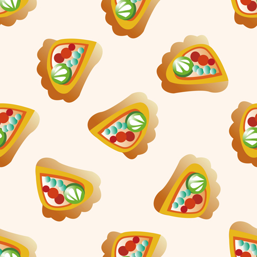 Cartoon pizza pattern seamless vectors 02  