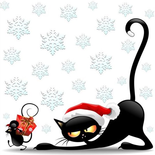 Natale gatti e mouse Cartoon vettore  