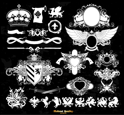 Classical heraldry ornaments vector material 03  