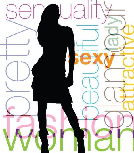 Fashion achtergrond met vrouw silhouetter vector 05  