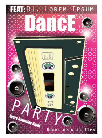 Fashion dance party flyer vector material 05  