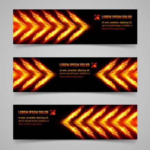 Fire with arrow banner vector  