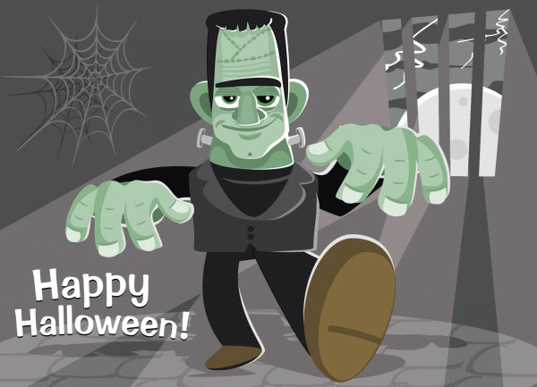 Funny halloween figures background vector  