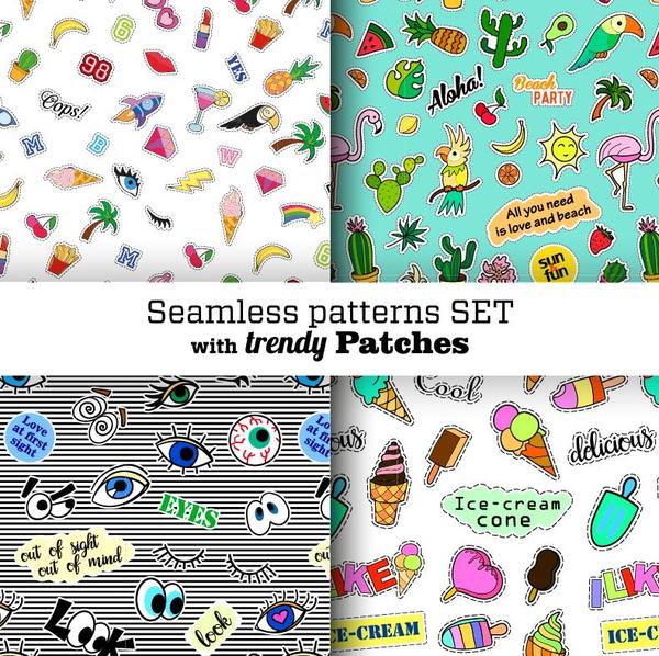 Funny seamless pattern vector material 02  