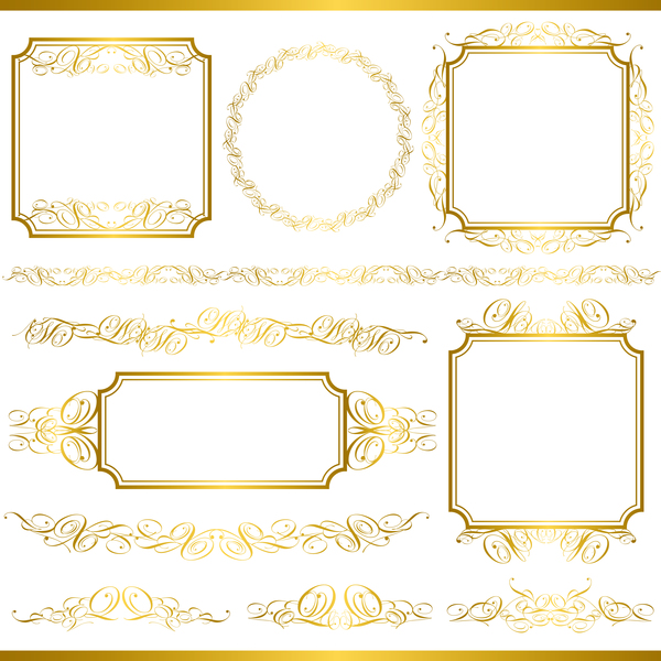 Golden decor calligraphy with frame and borders vector 17  