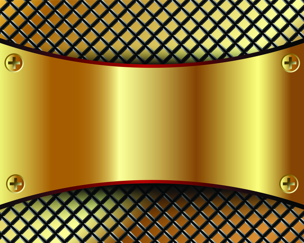 Goldenen Metall-Board mit Schraube Hintergrund Vektor  