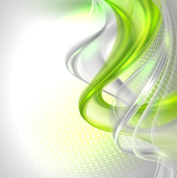 緑の波打つ透明な抽象的な背景ベクトル01  