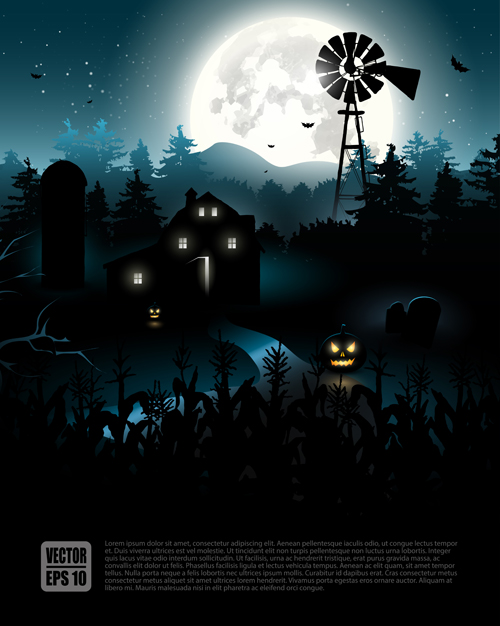 Happy Halloween backgrounds vector set 05  