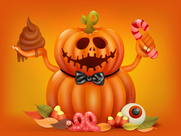 Halloween funny pumpkin design vectors 17  