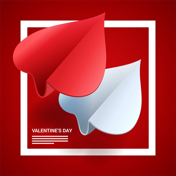 Heart aircraft with valentine day card vectors 04  