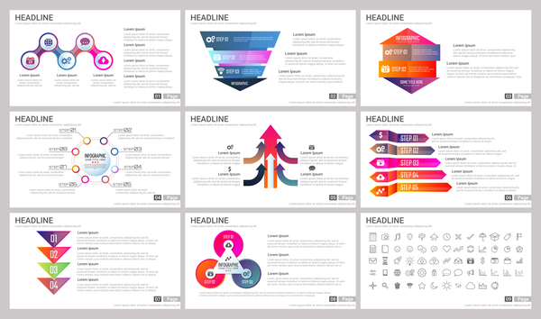 Riesige Sammlung von Business Infografik Vektoren 14  