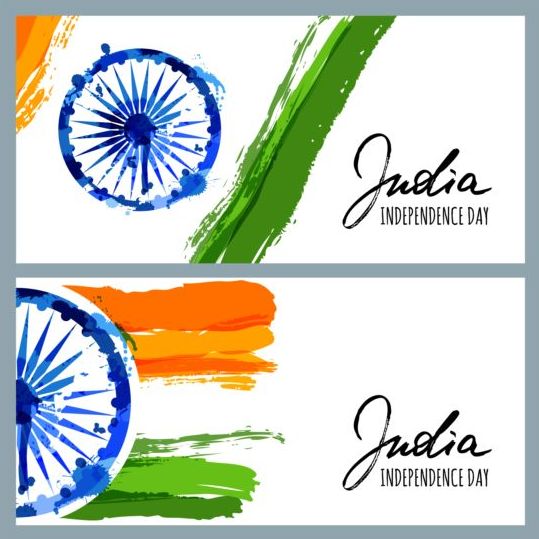 インド独立記念日水彩画背景ベクトル08  