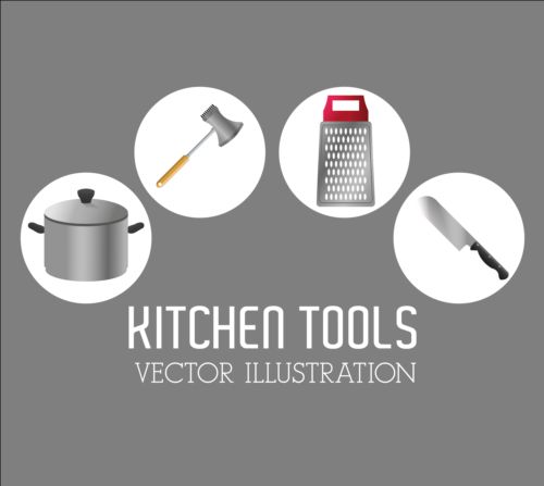 Kitchen tools vector illustration set 03  