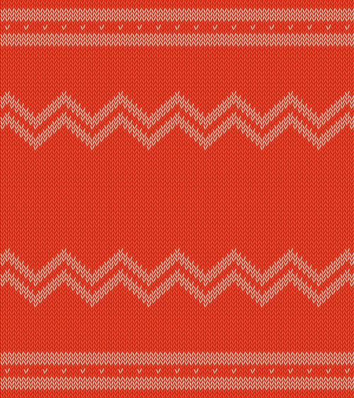 Orange red knitted pattern vector background  