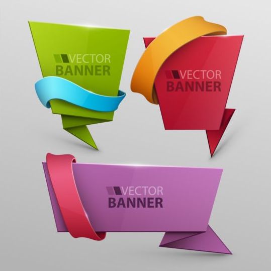Origami banners modern vectors 01  