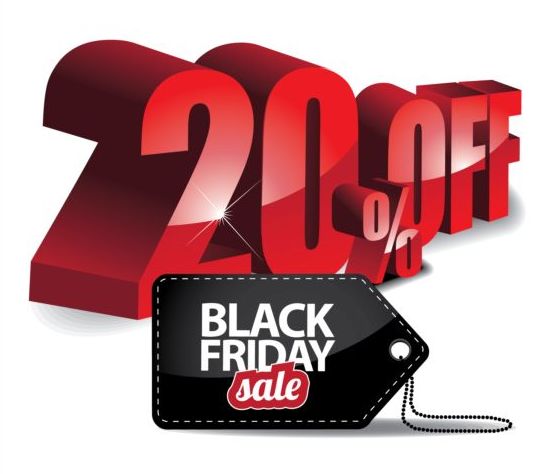Percentage off with black friday sale tags vector 01  