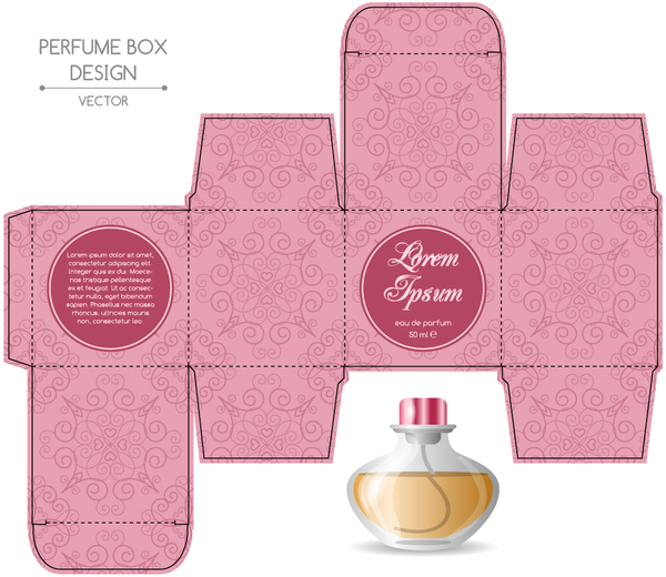 Parfüm-Karton Verpackung Schablonen Vektoren Material 06  