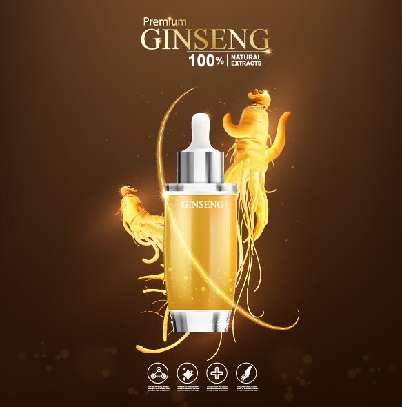 Vecteur d'affiche de cosmétiques premium ginseng 10  