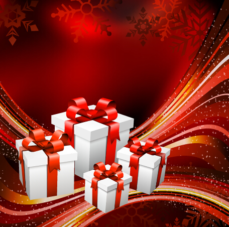 Red abstract christmas gift background vector  