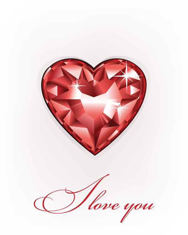 Coeur rouge forme diamant vector illustration 01  