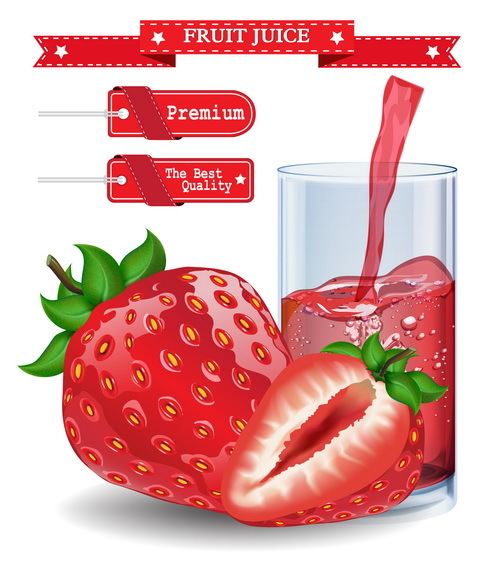 Rote Marke mit Erdbeersaft-Designvektor  