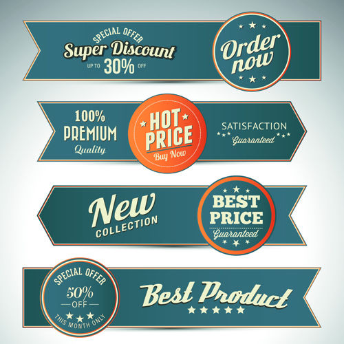 Retro style sale banners set vector 01  