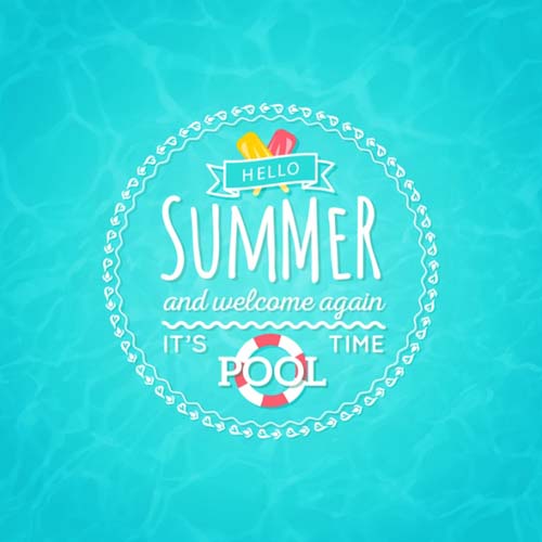 Sea with summer holiday round frame background vector  