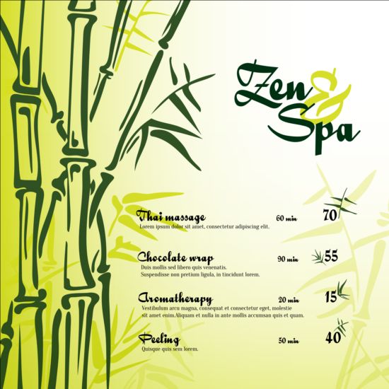 Spa price menu with bamboo vector 01  