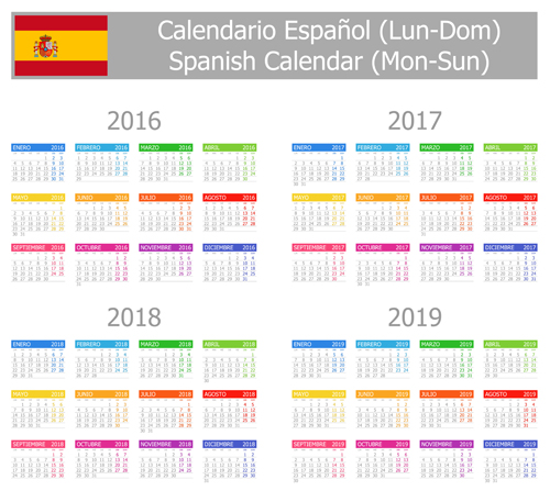 Spanish 2016 grid calendar vector material 06  
