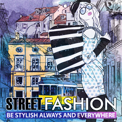 Street stylish everywhere hand drawing background vector 09  