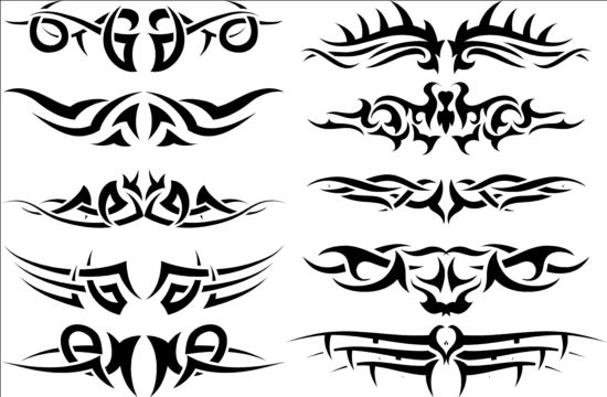 Tattoo ornamenten ontwerpmateriaal vector 04  