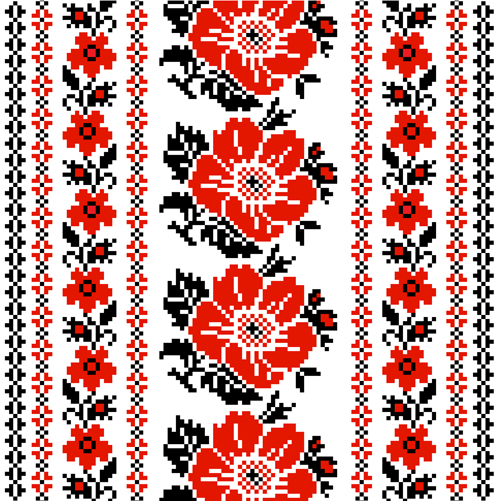 Ukrainian styles embroidery patterns vector set 03  