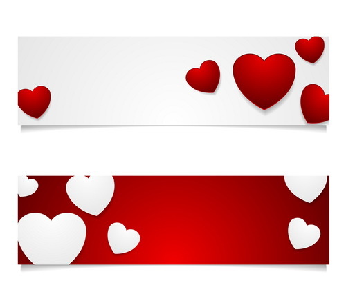 Valentinsgrußfahnen rot mit weißem Vektor  
