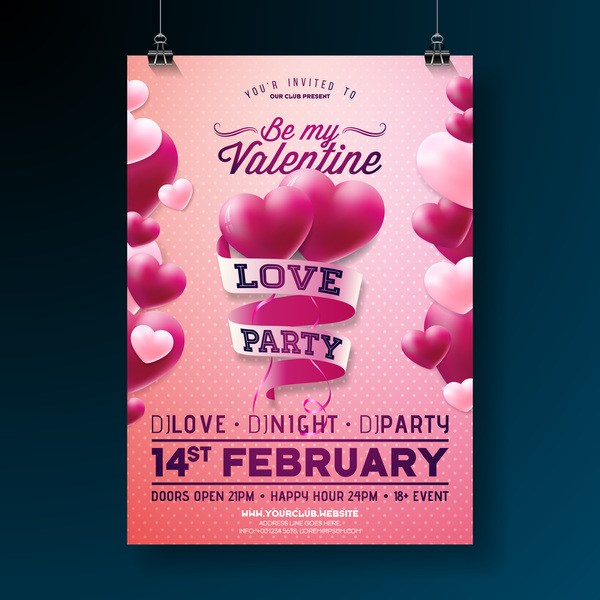 Valentine flyer and brochure cover template vectors set 09  