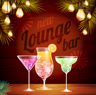 Vector cocktail party poster design graphics set 05  