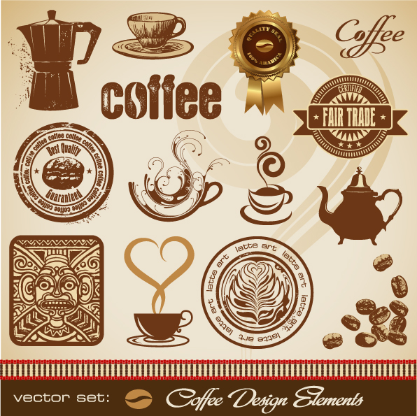 Vector set of coffee design elements  