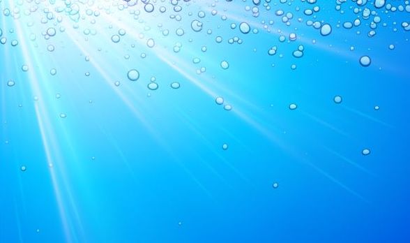 Fond de l’eau avec des bulles et vecteur de soleil 03  