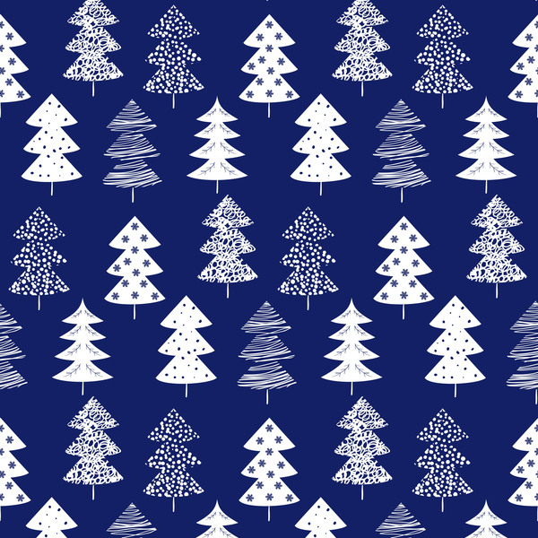 Arbre d’hiver seamless pattern Vector 02  