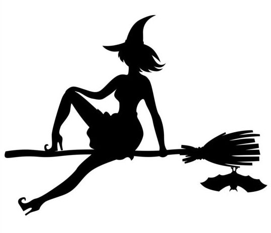 Witch fly silhouette vector set 02  