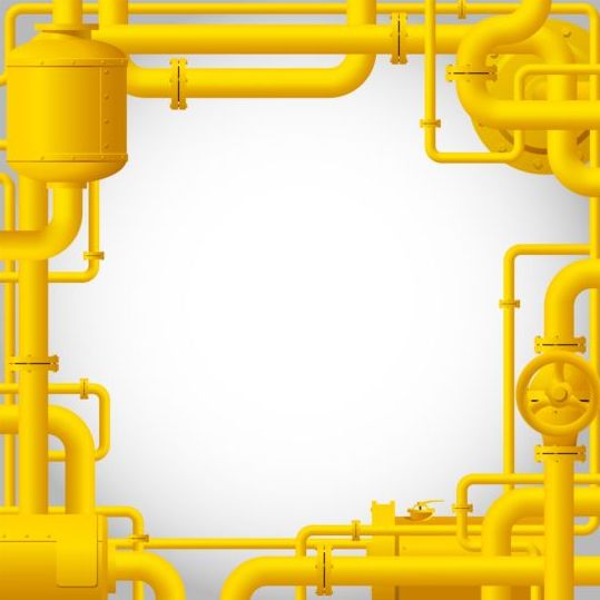 Yellow pipes frame vector material  