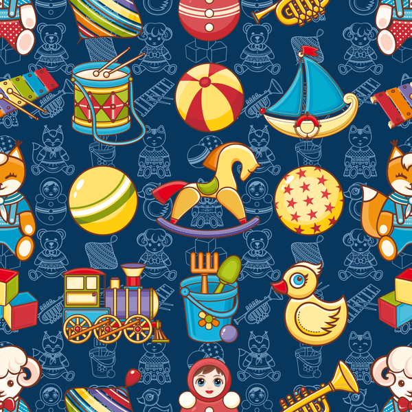baby seamless pattern with cute toy vectors 13  