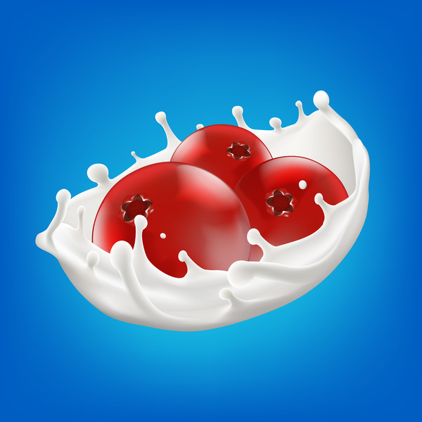 Berry avec illustration vectorielle de lait splash 02  