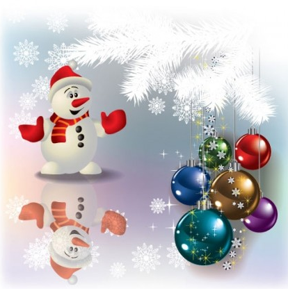 Christmas decorations with snowman vector  