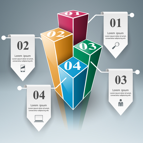 paper four 3d infographic vector  